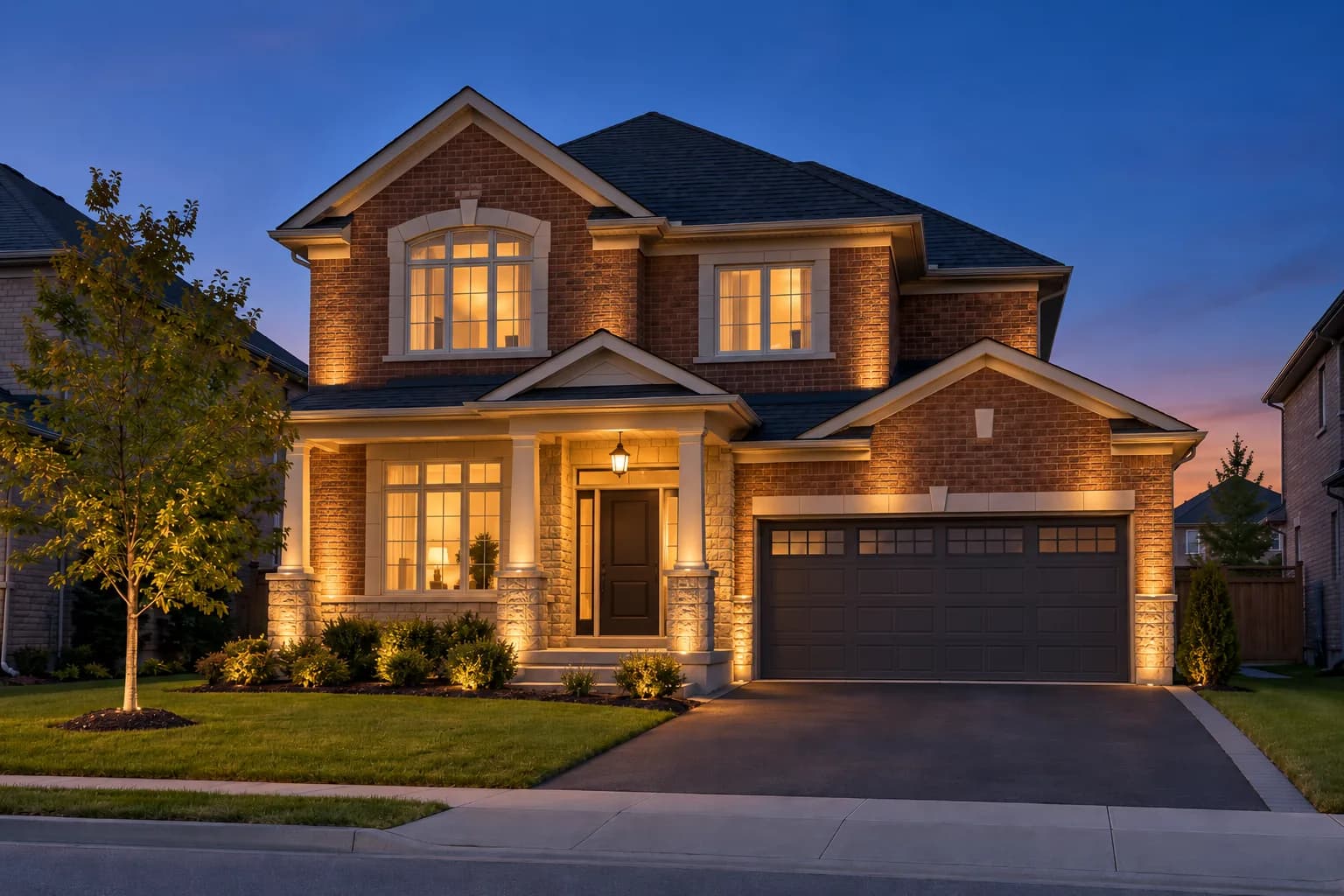 The home with architectural up-lighting